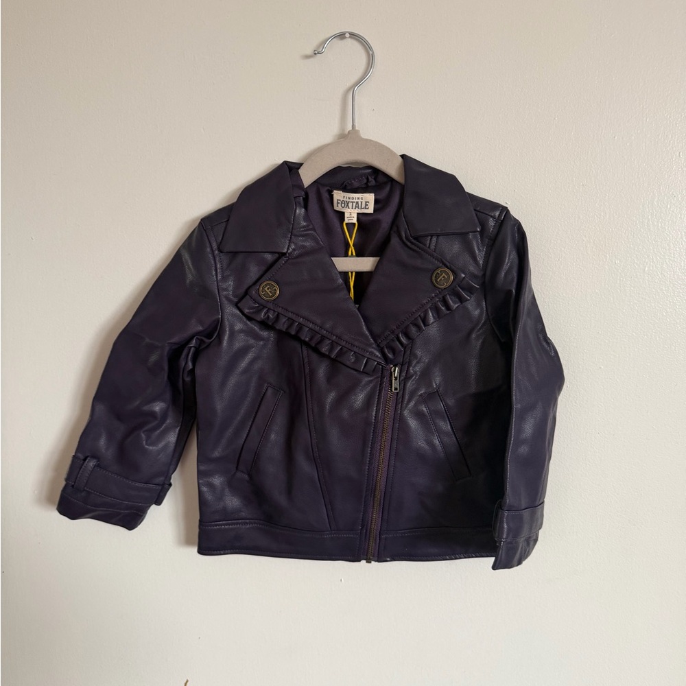 Kids Dark Purple Leather Jacket